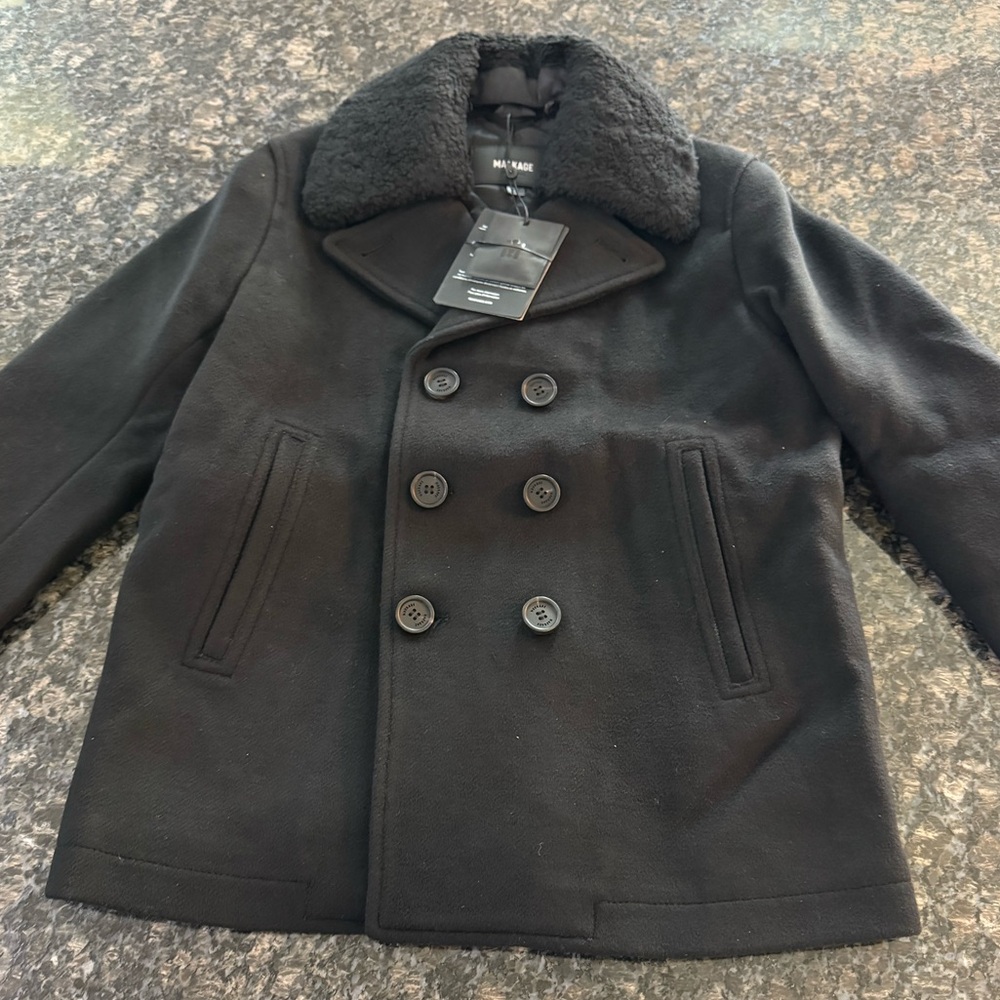 Mackage Camden Boys Black‎ Wool Coat. NWT Trench Jacket $590 Pick Size